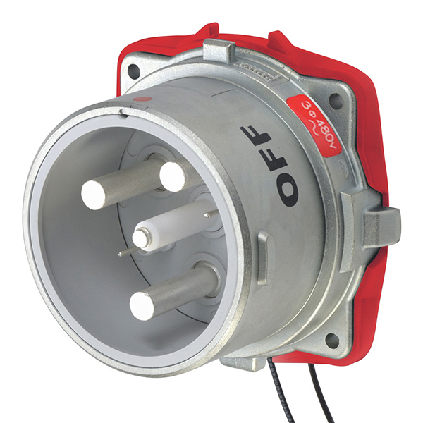 37-28043-972-4X-A155 - DS200 INLET METAL SIZE 6 TYPE 4X 3P+G 200A 480 VAC 60 Hz +2 AUX TYPE 4X WATERTIGHTNESS WITH NO LOCKOUT HOLE